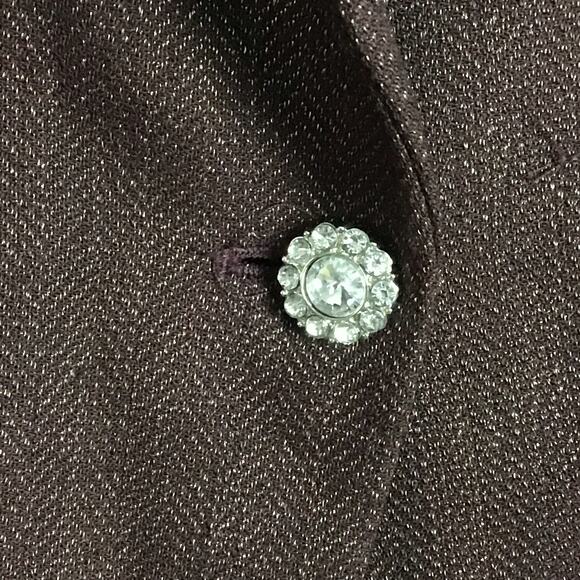 Lafayette 148 New York Wool Maroon Burgundy Tweed Herringbone Fitted Jacket 4 - Picture 7 of 8